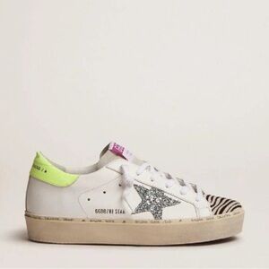 Golden Goose Hi Star White Zebra Blue Glitter